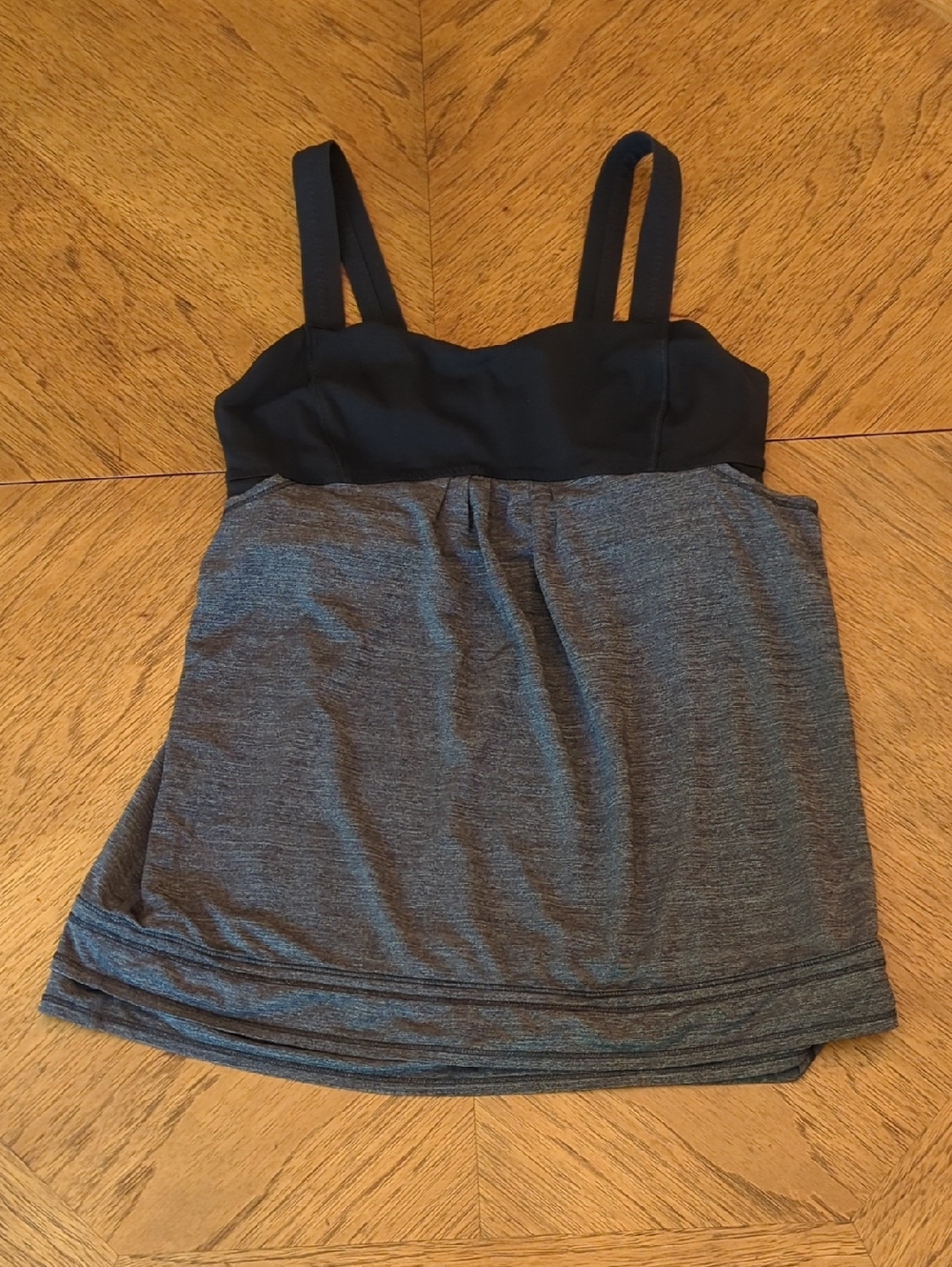 Women's Lululemon Black and Gray Layered Run Back On Track Tank Top